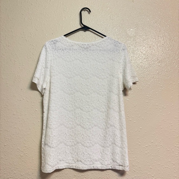 Reiss Rayee Off White Lace T Shirt - Picture 2 of 5